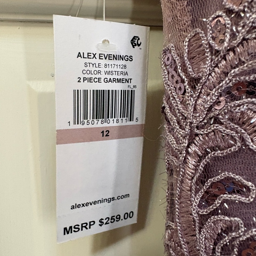 Alex Evenings Wisteria Embellished Lavender Two-Piece Evening Gown